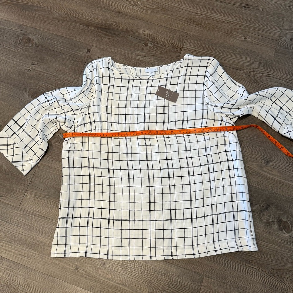 J. Jill White and Black Grid Blouse - Picture 3 of 5